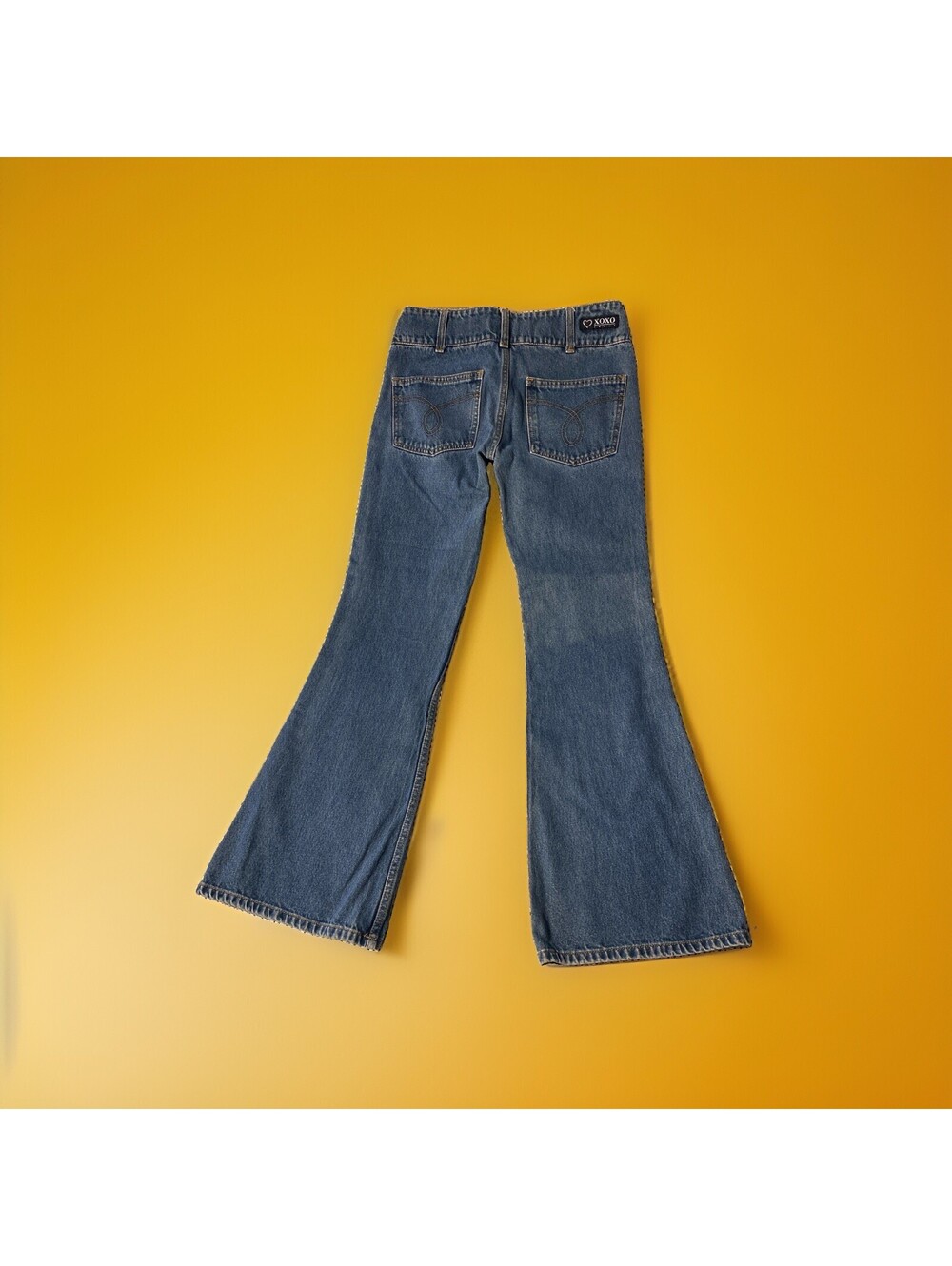 XOXO Womens Flare Jeans Juniors 5 28x31 100% Cotton Blue Boho Festival Y2K